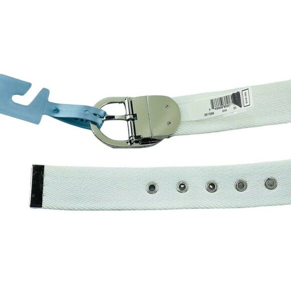 Nine West Womens Reversible Canvas Belt With Silver Buckle - Picture 5 of 7